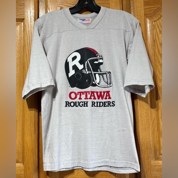 Vintage 80's Ottawa Rough Riders CFL Football Shirt 3/4 Sleeves Small - Picture 1 of 5